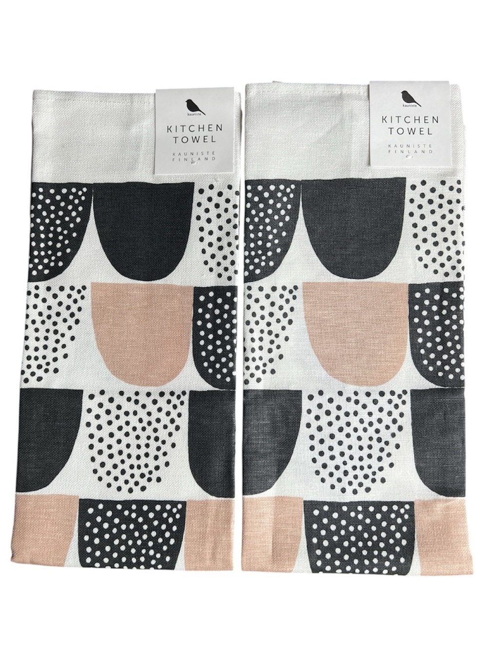 New Set of 2 Kauniste Finland Kitchen Towels Contemporary Linen Cotton 18x27